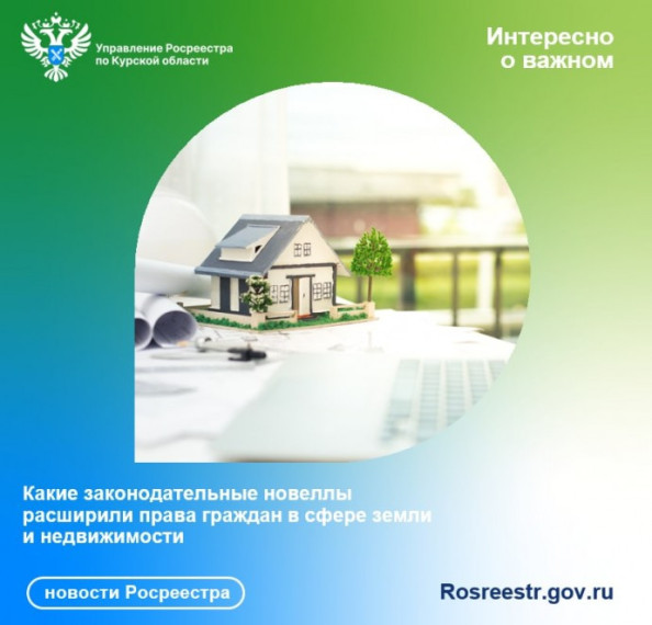 Курский Росреестр рассказал, какие законодательные новеллы расширили права граждан в сфере земли и недвижимости. Курский Росреестр рассказал, какие законодательные новеллы расширили права граждан в сфере земли и недвижимости.